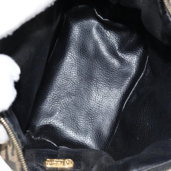 FENDI Zucca Canvas Vanity Hand Bag Black Brown Auth 149108 - Picture 10 of 16